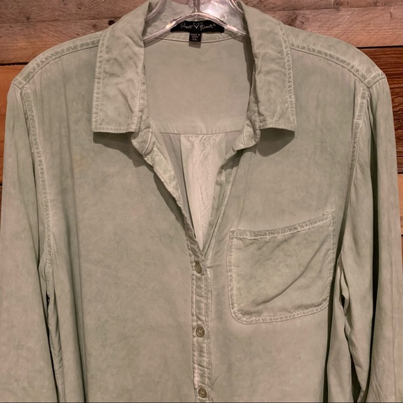 Velvet Heart Elisa Washed Out Button-Up Long Sleeve Shirt Green Size XL - Picture 6 of 11
